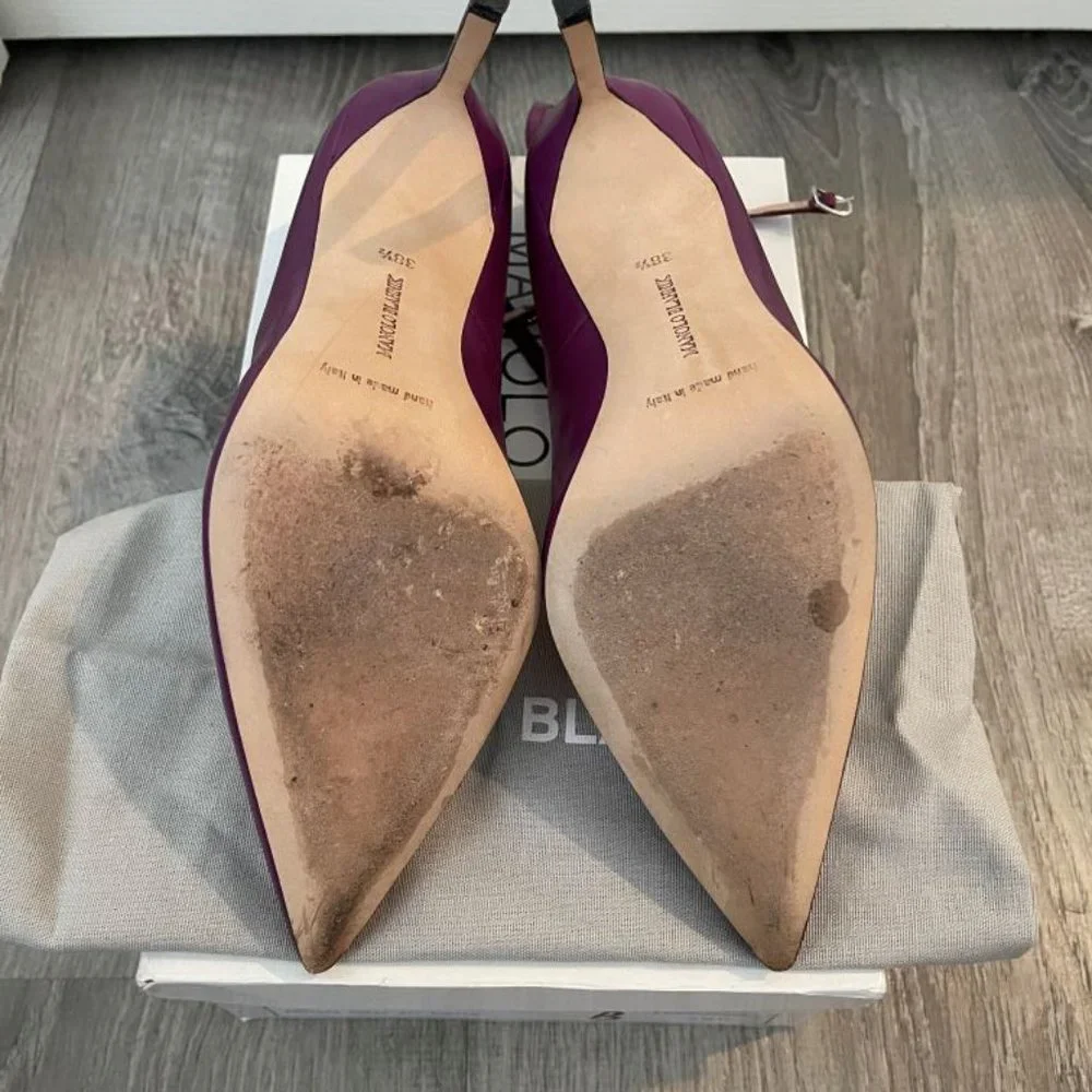 Manolo Blahnik 105MM BB Ankle Strap Pump 38.5 - Picture 3 of 5